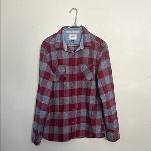 American Eagle Red and Gray Plaid Shirt
